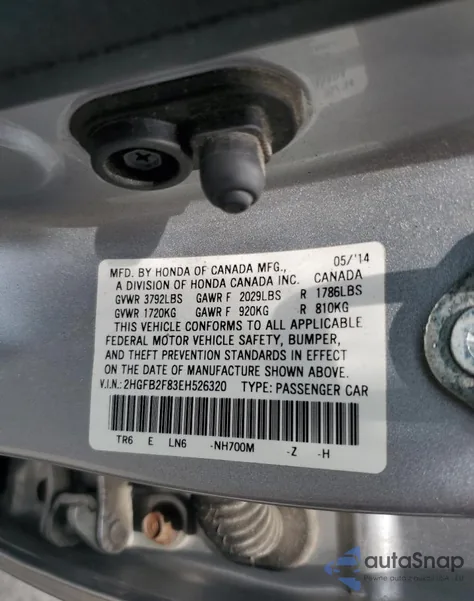 2014 Honda Civic Ex из США, поврежденный, VIN 2HGFB2F83EH526320